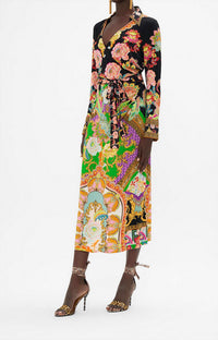 Camilla Jersey Collared Dress in sundowners in sicily in sundowners in sicily - women's dress - detail view