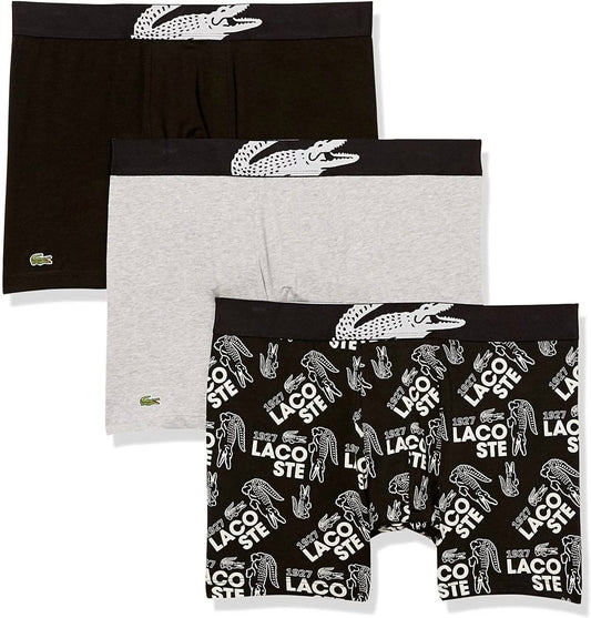 Men's Casual Cotton Stretch All Over Lacoste Boxer Briefs - 3 Pack