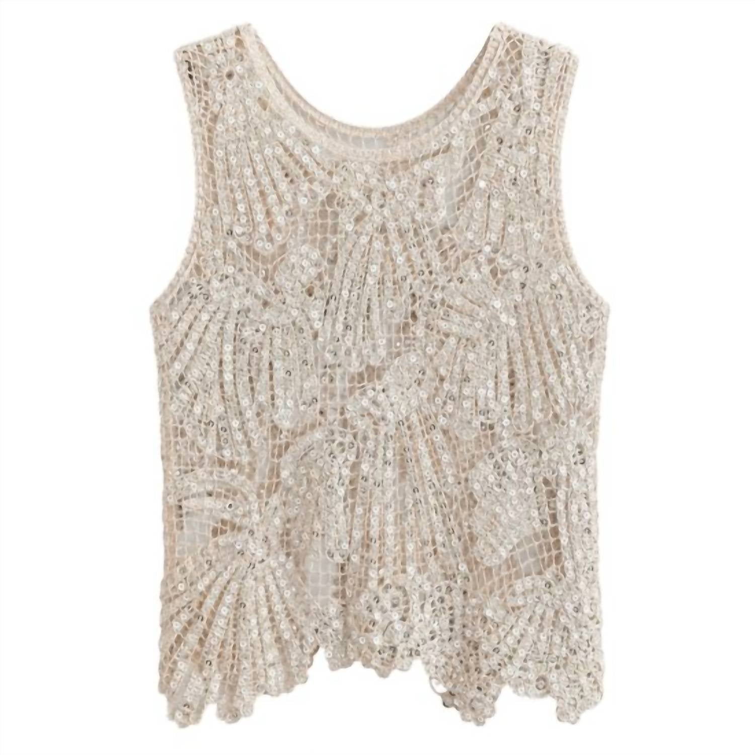 Mccolin - Women's Sequin Crochet Tank Top