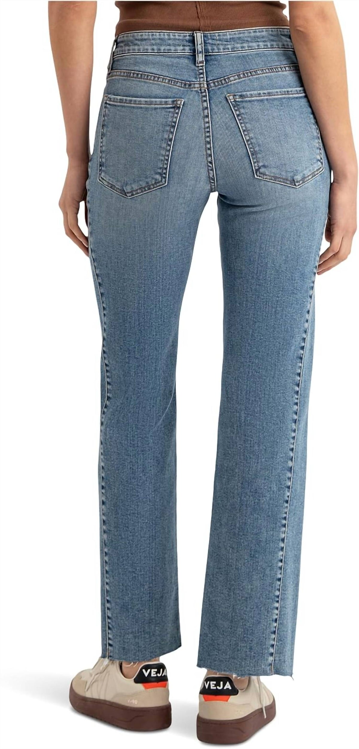 Kut From The Kloth - Charlotte High Rise Wide Leg Side Inset Raw Hem Jeans