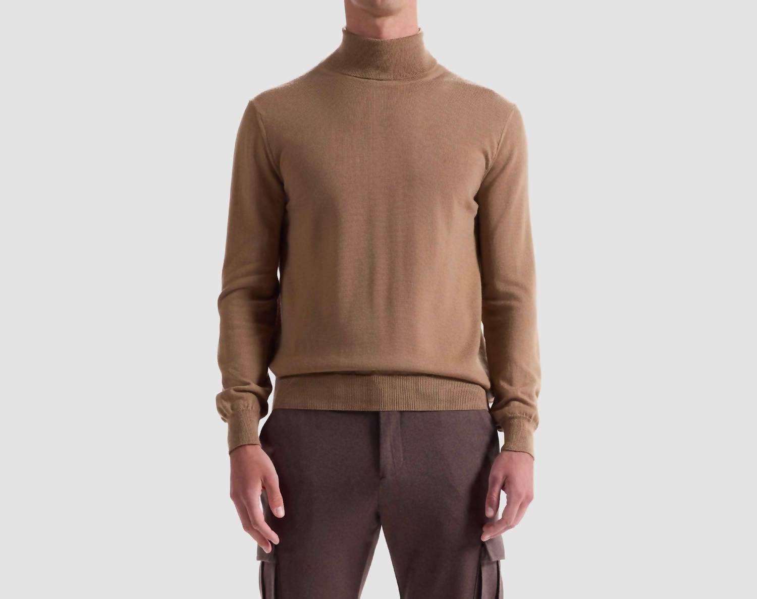 Bugatchi Uomo Wool Turtleneck Sweater in camel - men's sweater