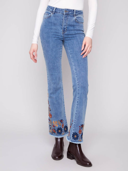 Charlie B - Colorfully Embroidered Flare Denim Pants