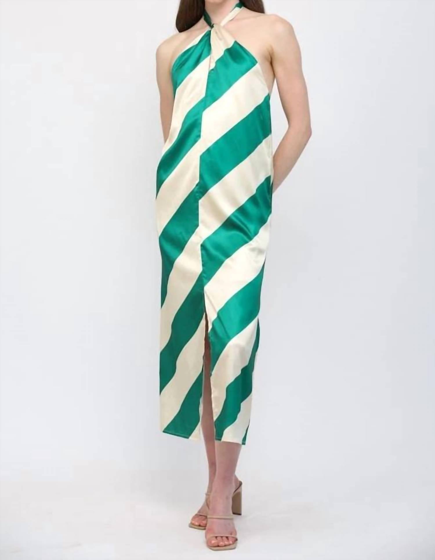Fate - Halter Midi Dress With Front Slit
