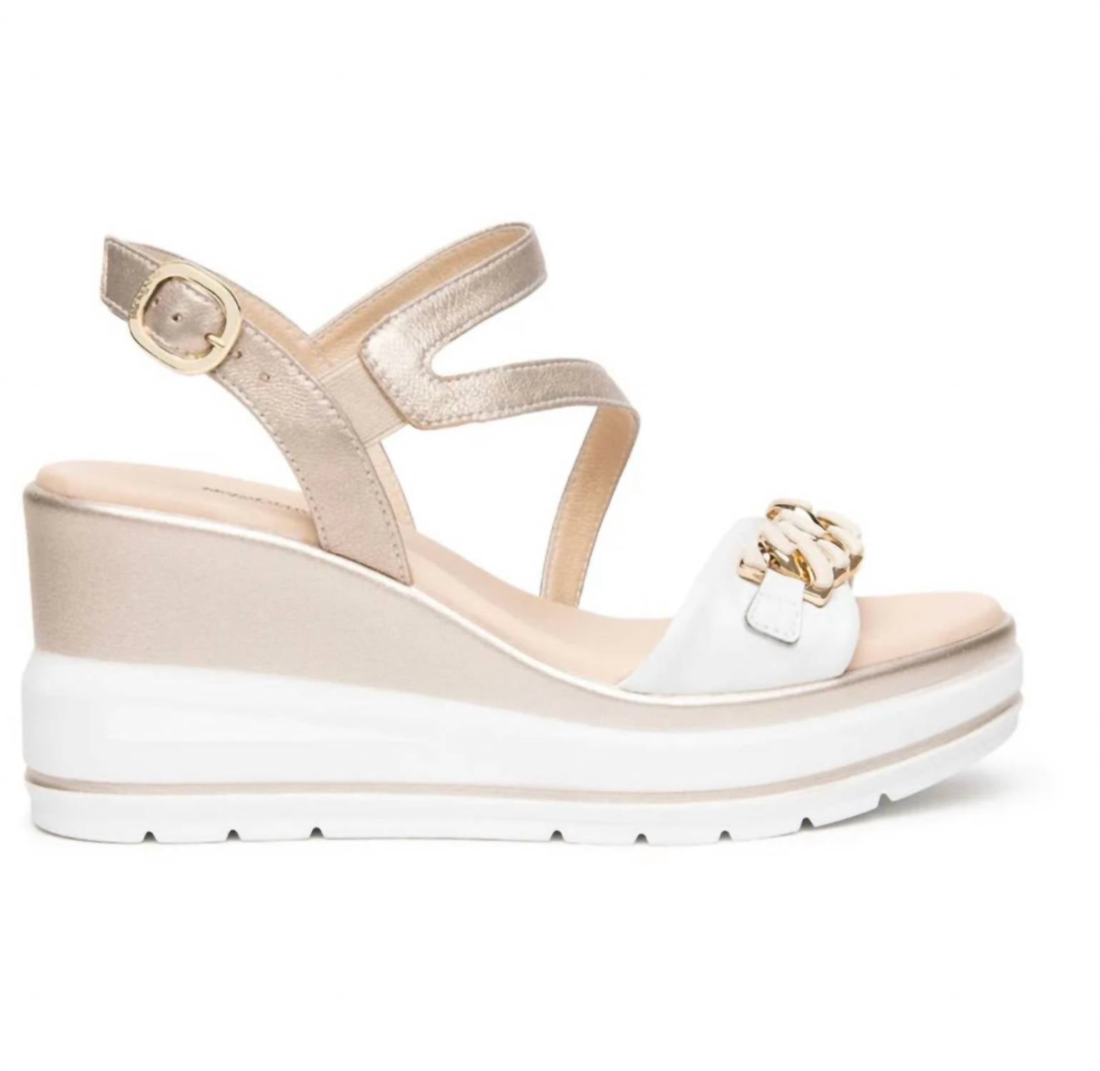 Nerogiardini - Women's Chain Ankle Strap Platform Wedge Sandal