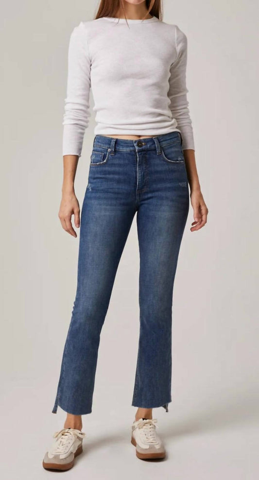 Edyson - Daniel High Rise Slim Kick Flare Jeans - blue - clothing - cotton - blend