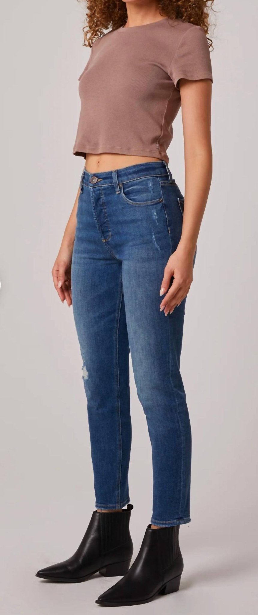 Edyson - Everette High Rise Mom Jean - blue - clothing - cotton - blend