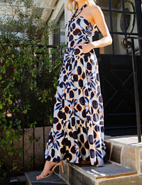 Ee:Some - Abstract Tiered Halter Neck Jumpsuit