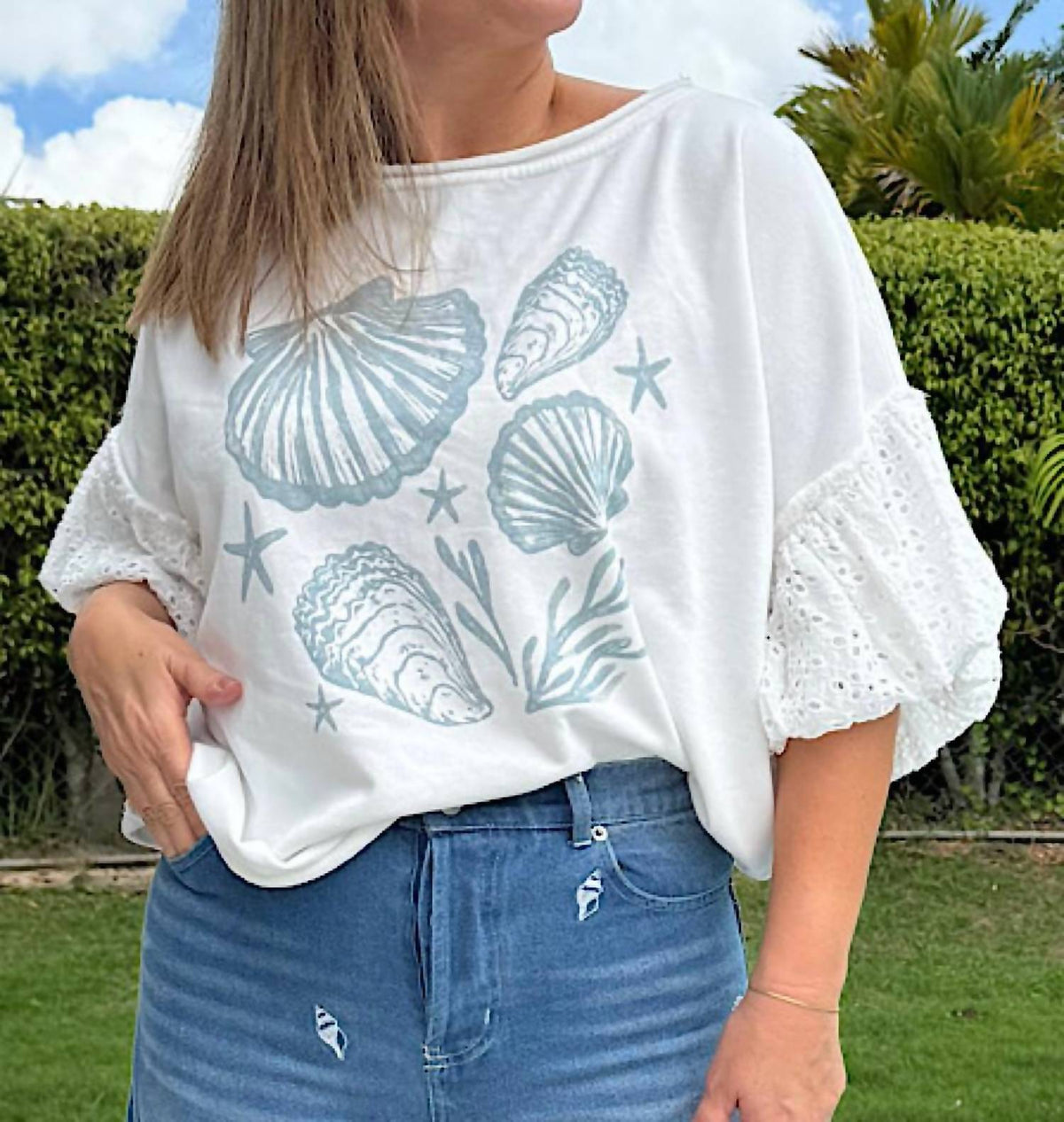 Ee:Some - Beach Puff Sleeve Top