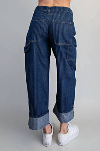 Ee:Some - Bold Lines Striped Barrel Pant