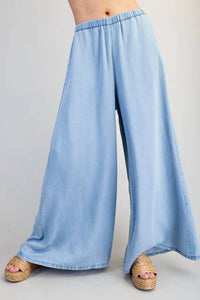 Ee:Some - Chambray Wide Leg Pants
