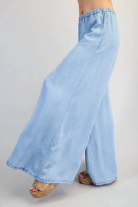 Ee:Some - Chambray Wide Leg Pants