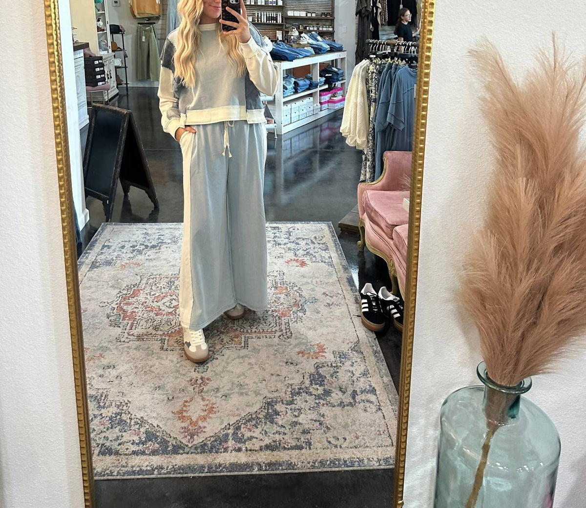 Ee:Some - Denim Wide Leg Drawstring Pants