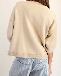 Ee:Some - Enzyme Washed Contrast Stitch Button Top
