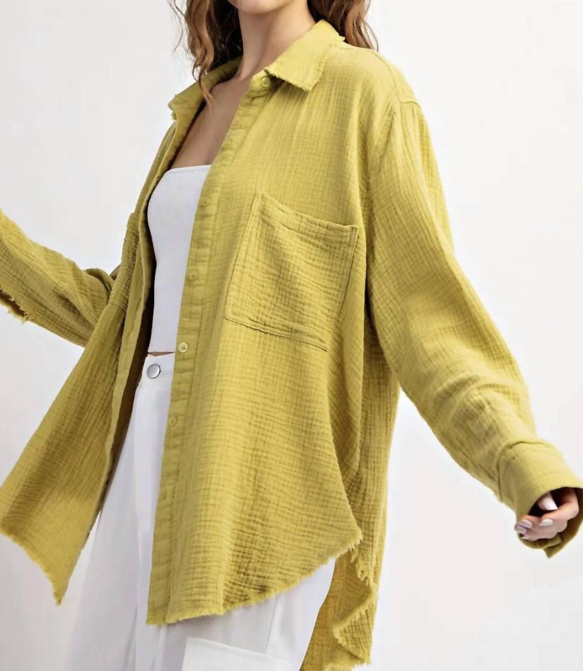 Ee:Some - Mineral Washed Cotton Gauze Top