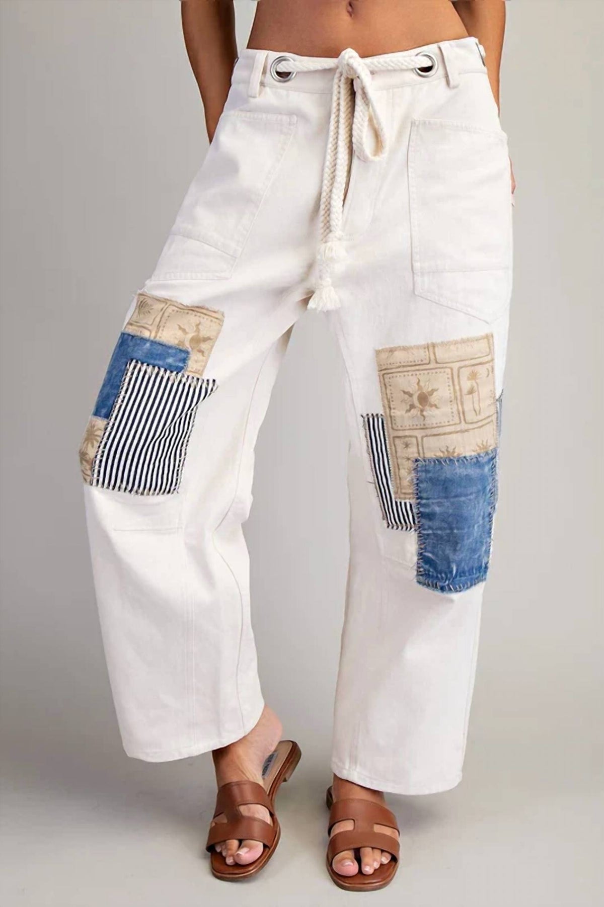 Ee:Some - Patchwork Mineral Washed Pants