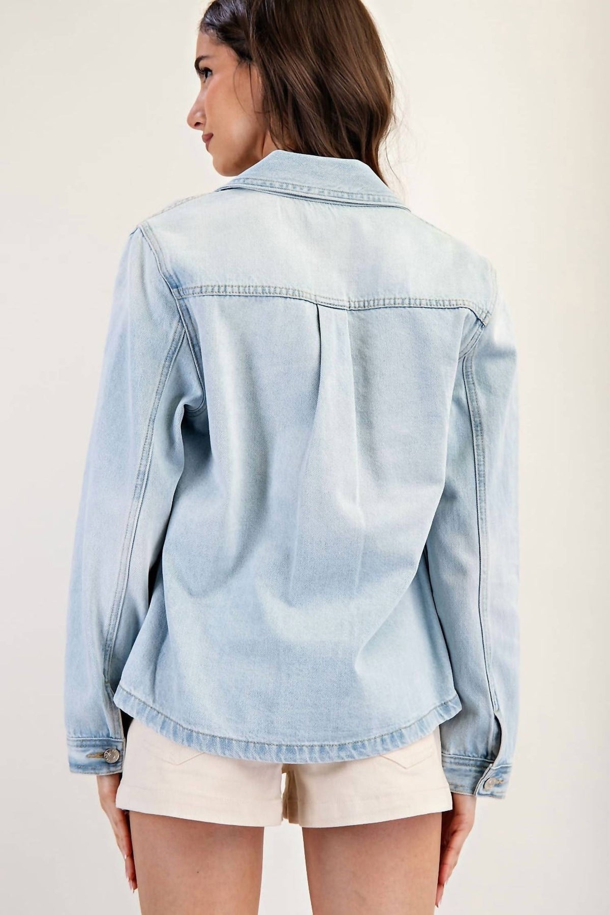 Ee:Some - Pocket Detail Denim Long Sleeve Jacket