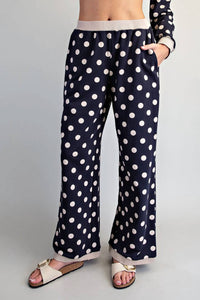Ee:Some - Polka Dot Contrast Trim Pants
