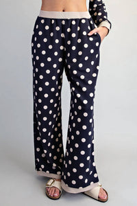 Ee:Some - Polka Dot Contrast Trim Pants