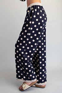 Ee:Some - Polka Dot Contrast Trim Pants
