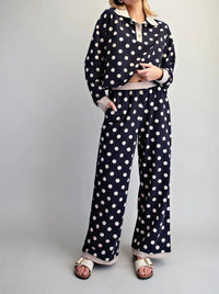 Ee:Some - Polka Dot Contrast Trim Pants