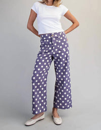 Ee:Some - Polka Dot Printed High Waisted Pants