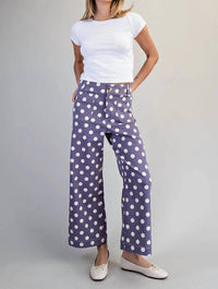 Ee:Some - Polka Dot Printed High Waisted Pants