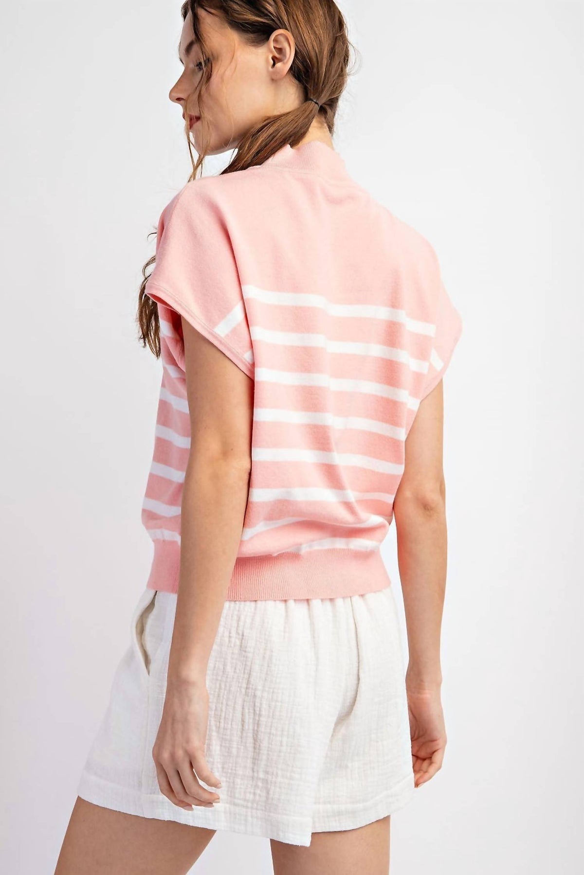 Ee:Some - Preppy Chic Mock Neck Sweater Top