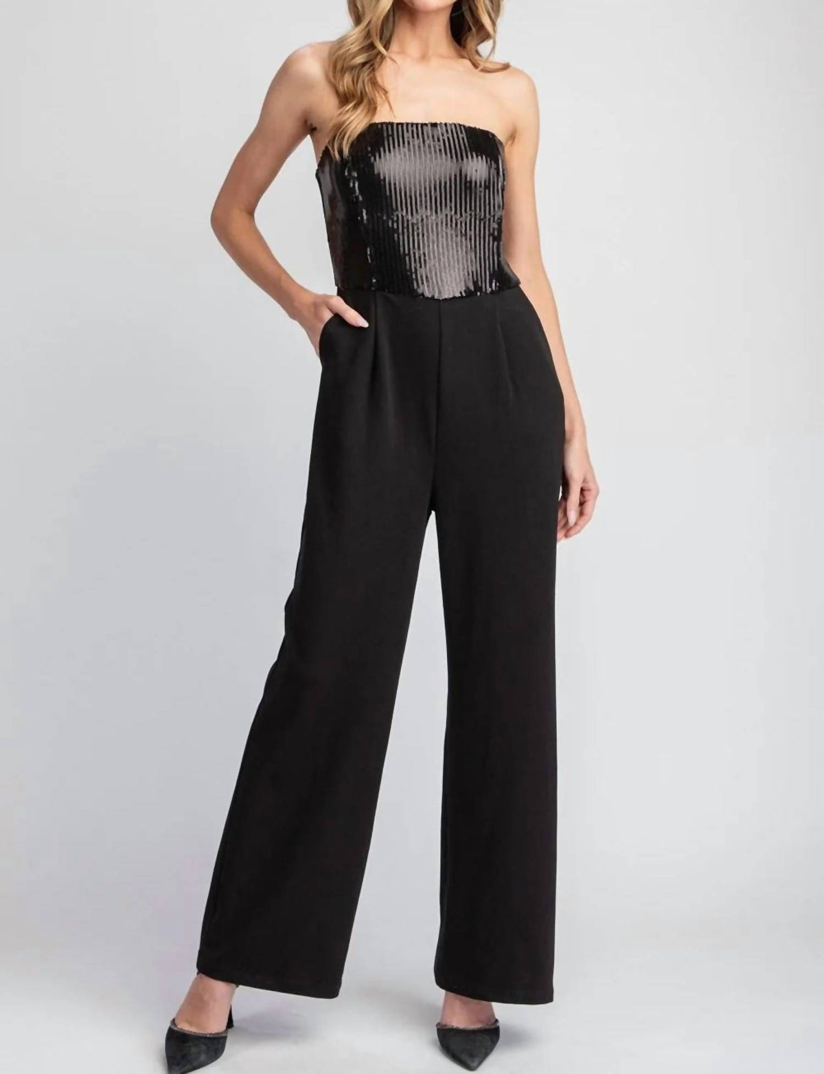 Ee:Some - Sequin Strapless Jumpsuit