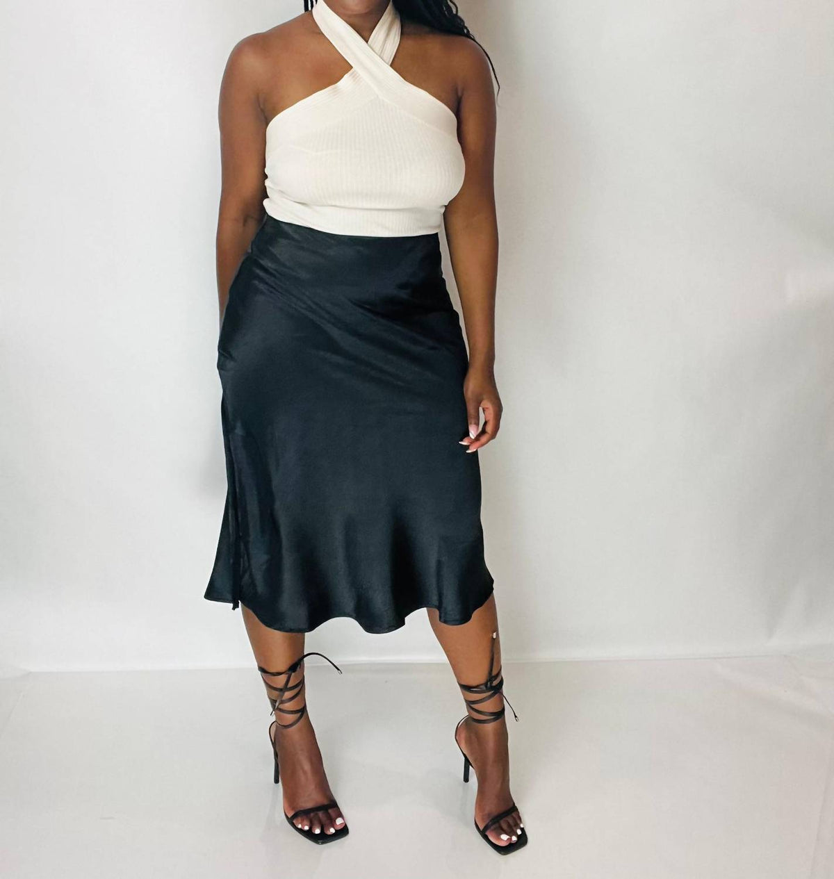 Ee:Some - Skylar Satin Midi Skirt