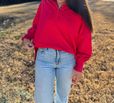 Ee:Some - Snap Front Pullover Sweatshirt
