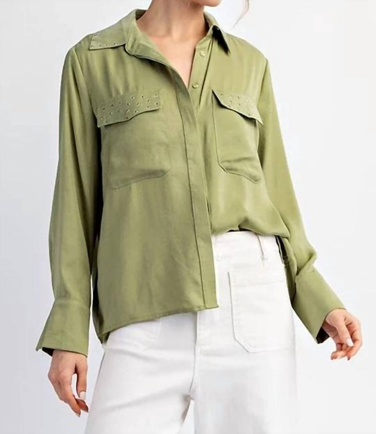 Ee:Some - Studded Long Sleeve Button Down Top