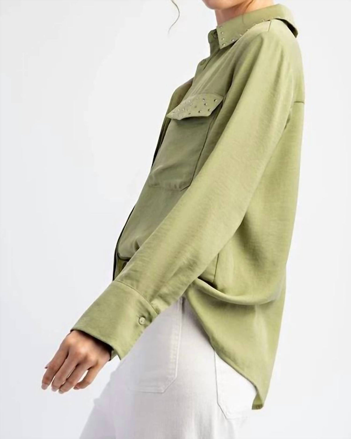 Ee:Some - Studded Long Sleeve Button Down Top