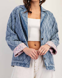Ee:Some - Washed Denim Quilted Jacket