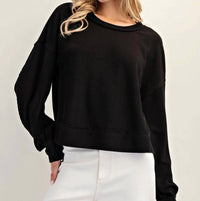Ee:Some - Women's Textured Balloon Sleeve Top