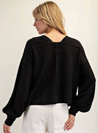 Ee:Some - Women's Textured Balloon Sleeve Top