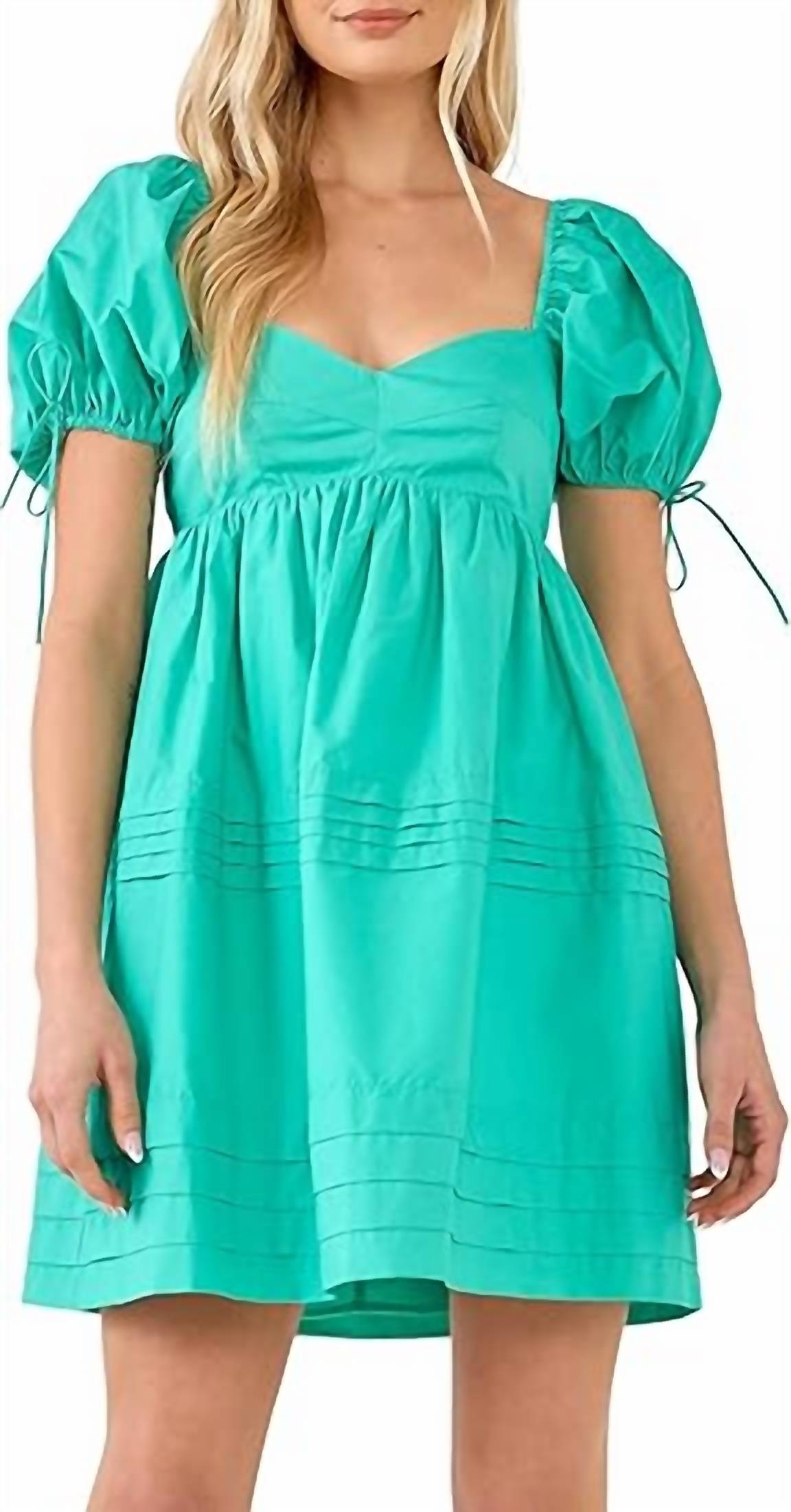 English Factory - Pleat Detail Puff Sleeve Dress