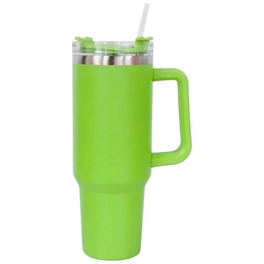 Trendsi - Stainless Steel Tumbler with Handle and Straw