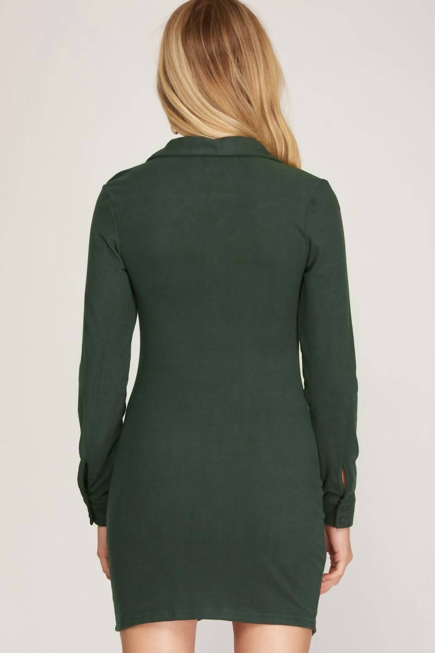 She + Sky - Ruched Suede Button Mini Dress