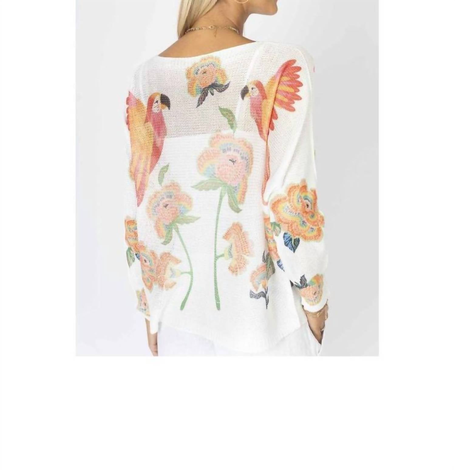 Look Mode Usa - Parrot Print Batwing Sweater