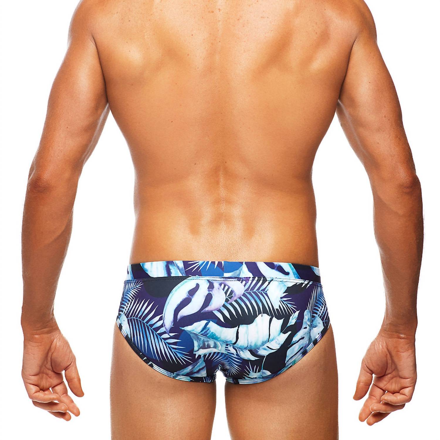 Tribe Positano Palms Lo Rise Swim Brief in navy - men's swimwear - detail view