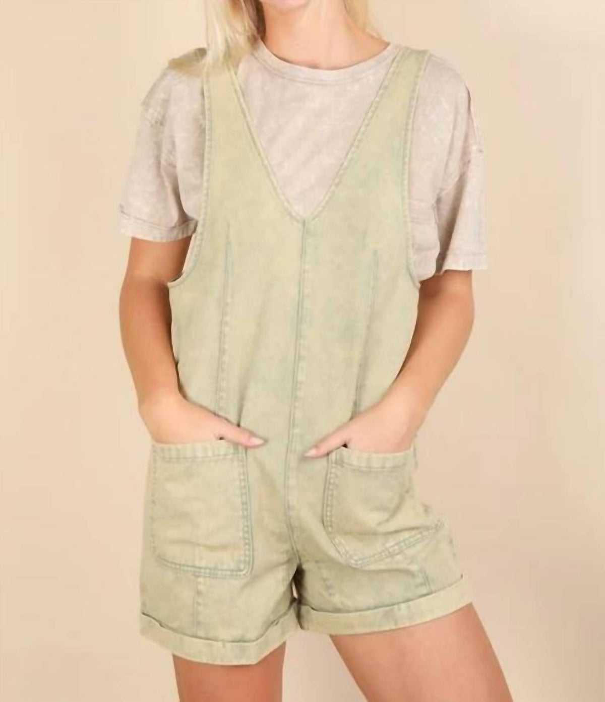 Very J - Washed Denim Casual Romper
