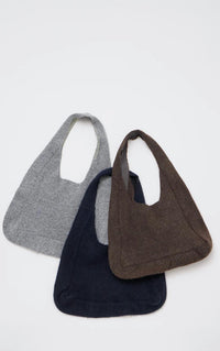 GRADE & GATHER Women's Medium Sized Knitted Shoulder Bag in grey - women's bag - alternate view