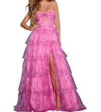 Jovani - Halter Neck Cut Out Gown