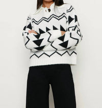 Sanctuary Below Zero Fairisle Popover Sweater in chalk and black fairisle - women's sweater