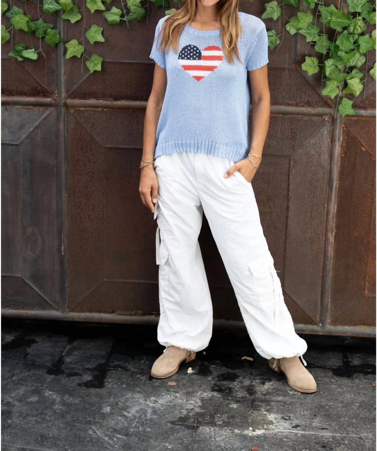 Wooden Ships - Mini Flag Heart Tee