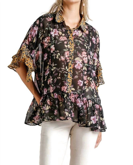 Umgee - Floral & Animal Print Top