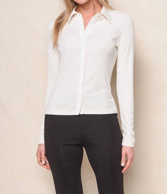 Stateside - Two By One Fine Ribbed Button Up Top