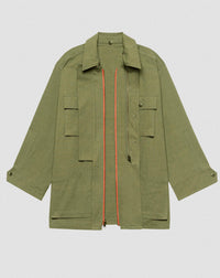 THE GREAT. Reversible Quilted Liner Parka Jacket in army hot orange - women's jacket - view 5