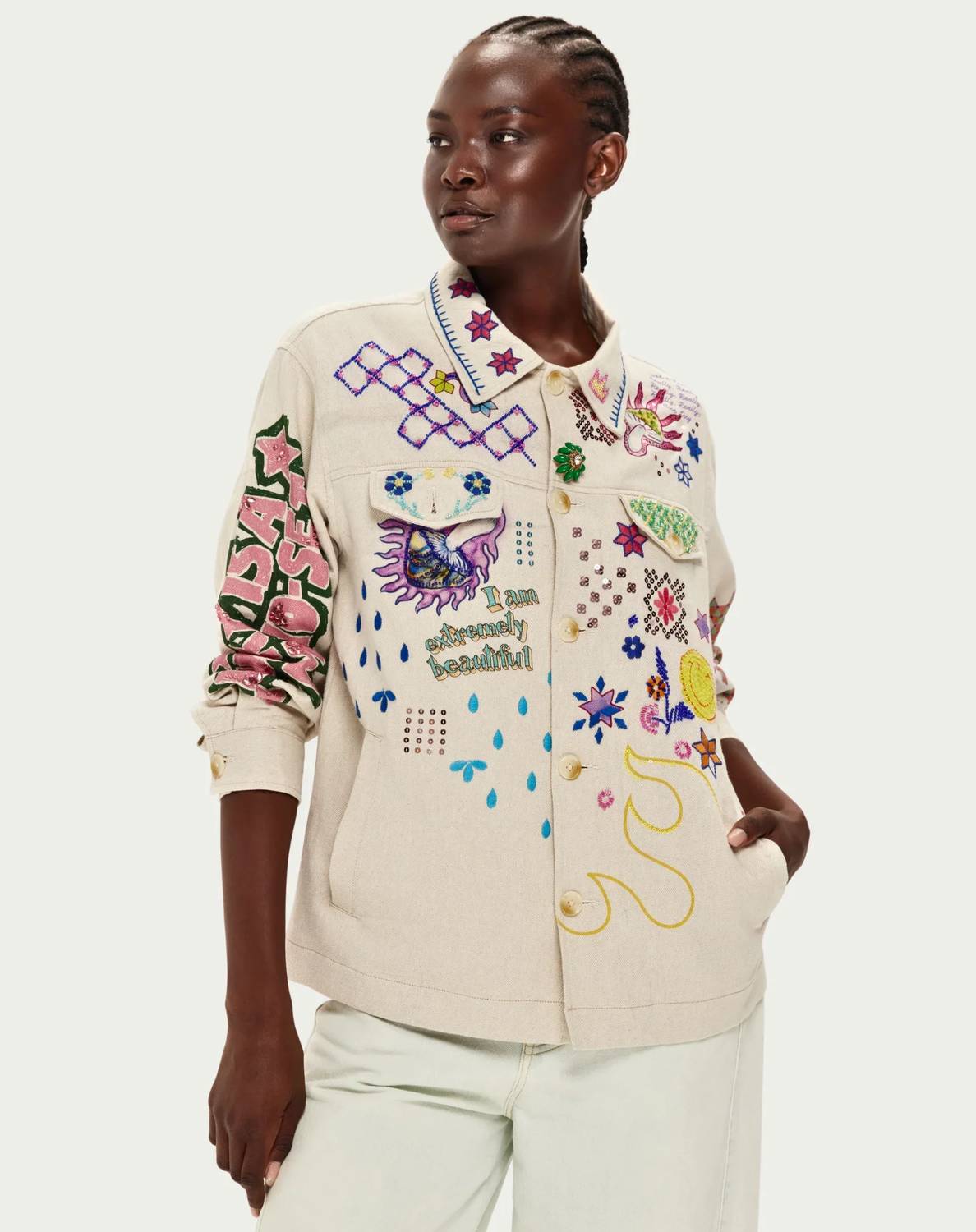 Me369 - Briann Embroidered Denim Jacket