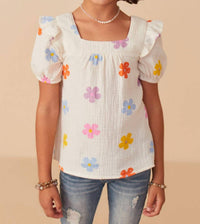 Hayden La - Chloe Floral Gauze Textured Top